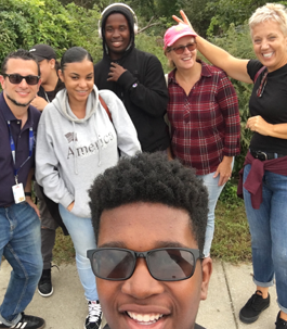 Group of students posing together outside